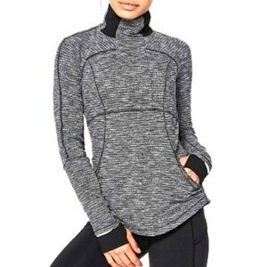 LULULEMON Womens Size 2 Coco Pique Gray Base Runner 1/2 Zip Pullover Top Pockets